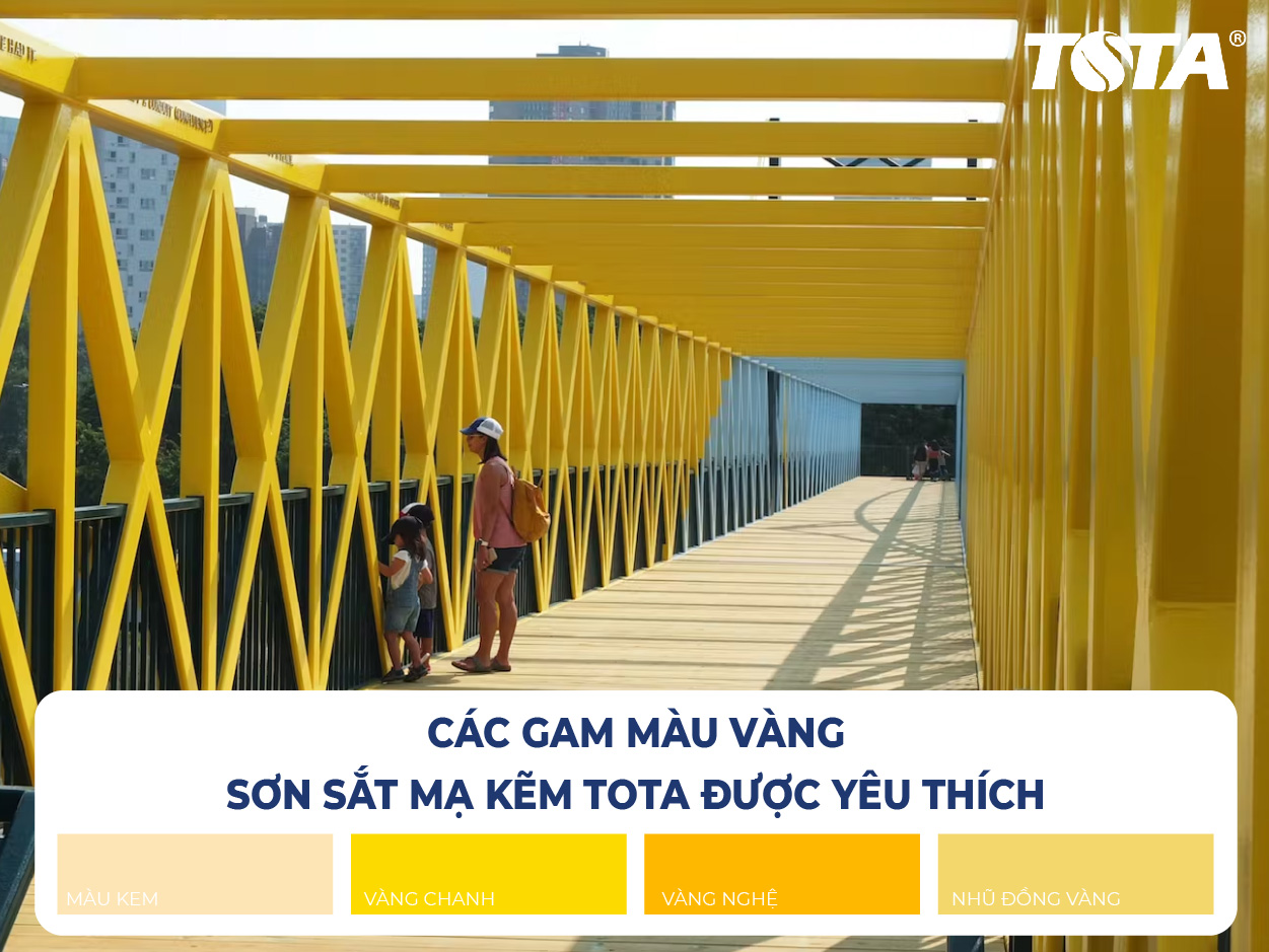 Các gam màu vàng sơn sắt mạ kẽm ToTa được yêu thích